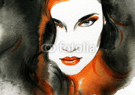 Naklejki Beautiful woman.  Hand painted fashion illustration