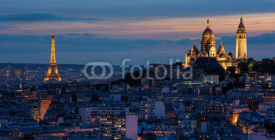 Naklejki Tour Eiffel et Sacré Coeur au coucher de soleil