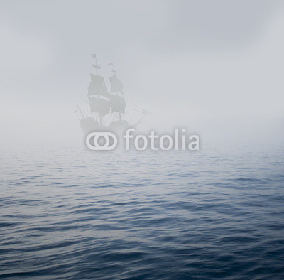 galleon in mist