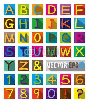 Vector Paper Graphic Alphabet Set.Alphabet and Numbers.