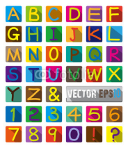 Naklejki Vector Paper Graphic Alphabet Set.Alphabet and Numbers.