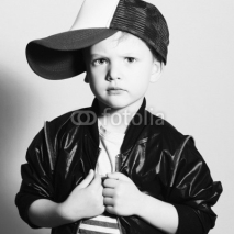 Naklejki monochrome portrait of Fashionable Child.stylish little boy