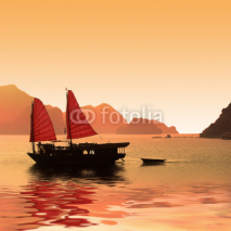 Fototapety Jonque dans la baie d'Halong - Vietnam