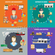 Logistics or shipping management infographics vector template posters