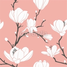 Fototapety pink magnolia pattern
