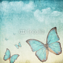 Naklejki Vintage background with a blue butterfly