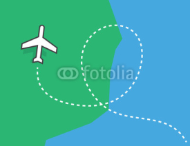 Fototapety Airplane flying over the earth with dotted looped trail