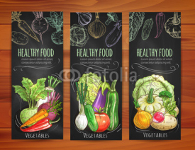 Healthy food banners with sketch vegetables