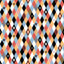 Naklejki Seamless geometric pattern in flat style with colorful rhombuses. Useful for wrapping, wallpapers and textile.