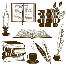 Fototapety Set of isolated book icons