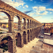 Naklejki The famous ancient aqueduct in Segovia, Castilla y Leon, Spain