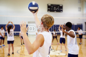 Naklejki High School Volleyball Match In Gymnasium