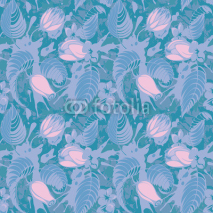 Naklejki Blue floral seamless pattern