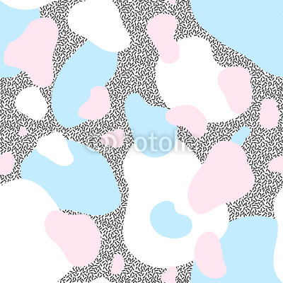 Abstract seamless chaotic pattern with military style. Modern wallpaper in trendy pastel colors. blue, pink and white. Organic background texture with spots and blots. Repeat endless design. Vector.