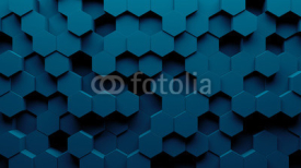 Obrazy i plakaty Abstract hexagon geometry background. 3d render of
simple primitives with six angles in front. Dark lighting.